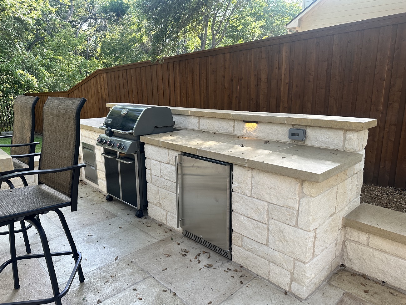 Austin chalk stone outdoor kitchen